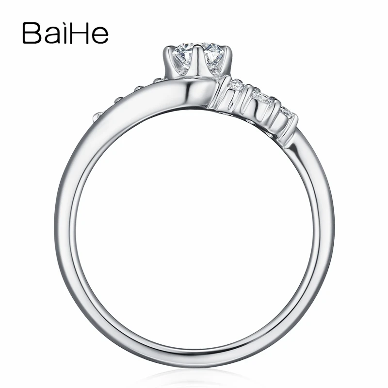 BAIHE Solid 18K White Gold 0.20CT FG/SI Natural Diamond Ring Men Women Trendy Wedding Band Fine Jewelry Making Anello diamanti