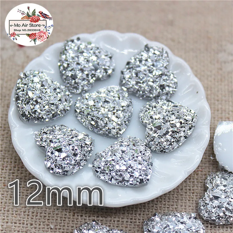 100pcs shiny silver imitation rhinestones Flat back Cabochon Art Supply Decoration Charm Craft DIY 12mm