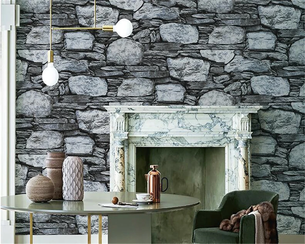 beibehang Antique stone brick wall paper Chinese nostalgia restaurant TV background retro nonwoven papel de parede 3d wallpaper