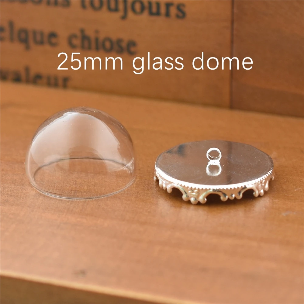 6set Hollow Glass Dome Globe With Setting Base Beads Cap Set Orb Glass Bottle Jewelry DIY Accessories Handmade Materials