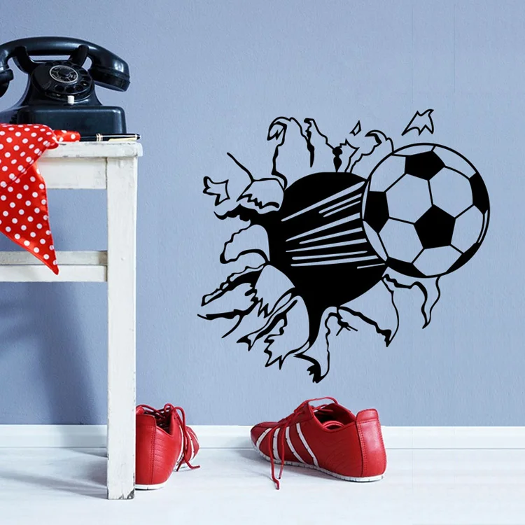 Geschnitzter Fußball-Wandaufkleber für Kinderzimmer, Jungenzimmer, Schlafzimmerdekoration, Wandbild, Heimdekoration, Kreative Tapeten, Sport-Aufkleber – Detail 5