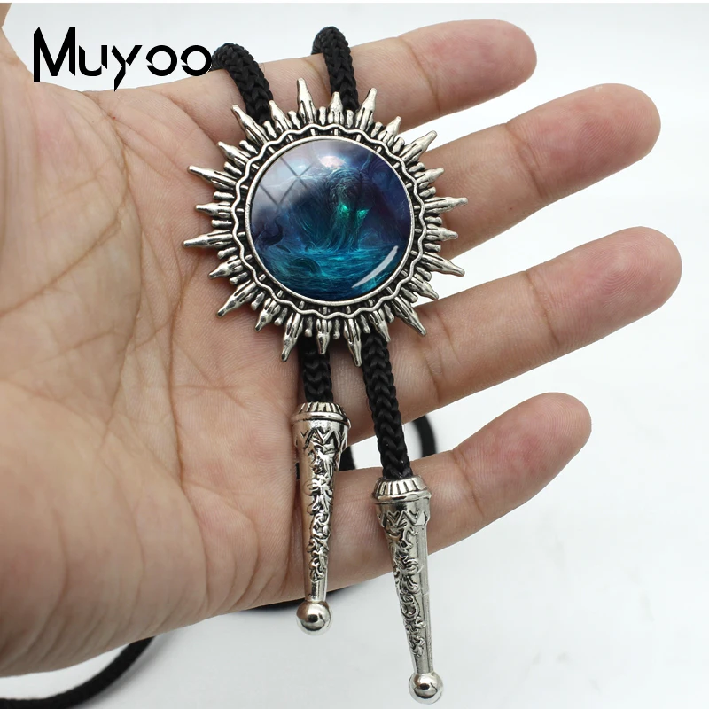 BOLO-0093 New Fashion Mysterious and Horrible Cthulhu Slide Neckties Metal Ties Men Handmade Glass Cabochon Bolo Tie Fashion