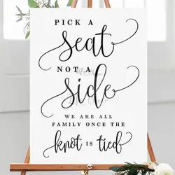 Wedding Welcome Sign Board Stickers Pick A Seat Not A Side Quote Wall Decal Wedding Sign Guests Vinyl Murals Decoration AC120