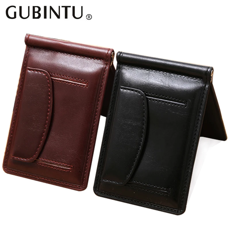 New Fashion Small Men's Leather Money Clip Wallet With Coin Pocket Card Slot Cash Holder Male Bag Magnet Hasp Mini Purse For Man