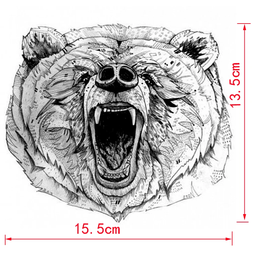 The Roaring Bear Temporary Tattoo Women Bear Tattoos Adhesive Animal Tattoo stickers Waterproof  tattoo Sticker sexy men