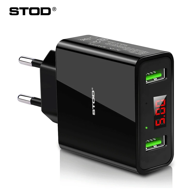 Double Port USB Wall Charger LED Display Detect Quick Charge For Blackview Realme POCO Redmi Infinix Cubot Doogee Phone Adapter
