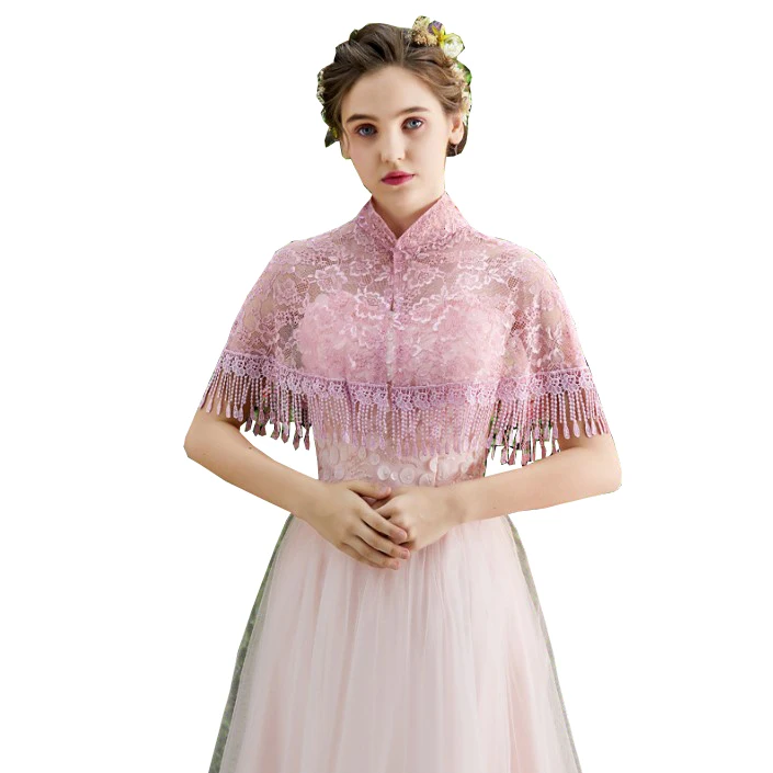 10 Colors Summer High neck Lace Bridal Cheongsam Wraps Shawl Women Evening Cape Bolero Mariage Bride Wedding Party Jackets Wrap