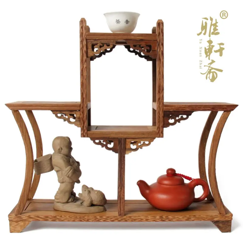 

Mahogany furniture of Ming and Qing Dynasties Stone carving teapot base frame wings shelf teapot antique mahogany base