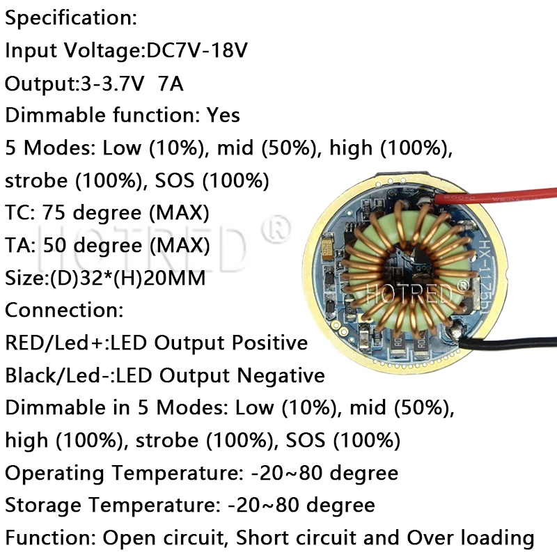 30W SST 90 LED Driver Power Supply XHP70.2 32MM DC3V-18V Input 7000mA / Output For 3.2-3.6V SST-90 XHP90 LED Light Lamp