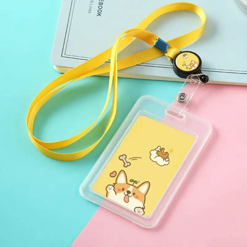 Cartoon Cute Plastic Holder Case Badge Retractable Reel Neck Strap Lanyard Bus ID Card for Schools Companies