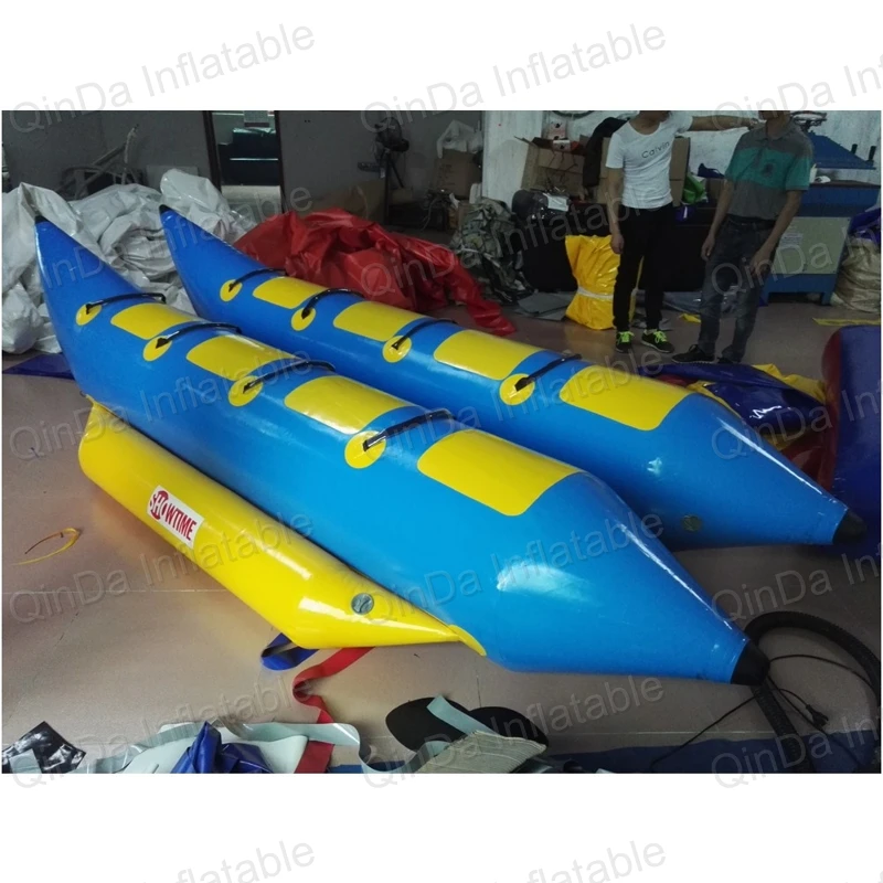 4+4 0.9mm PVC Tarpaulin Inflatable Water Games Banana Boat Price / Flying Fish Boat For Sale