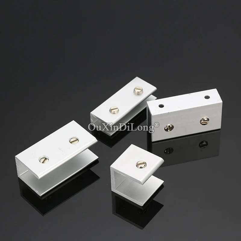 Designed 10PCS Aluminium Glass Clamps Clips Glass Wooden Board Shelf Holder Support Brackets Connectors 6 Sizes for 6~20mm Glass