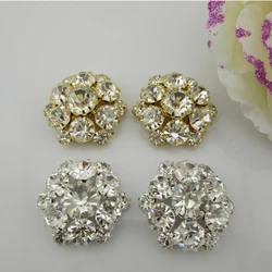 5pcs Round Clear Rhinestone Button Shank For Sewing Craft 28mm