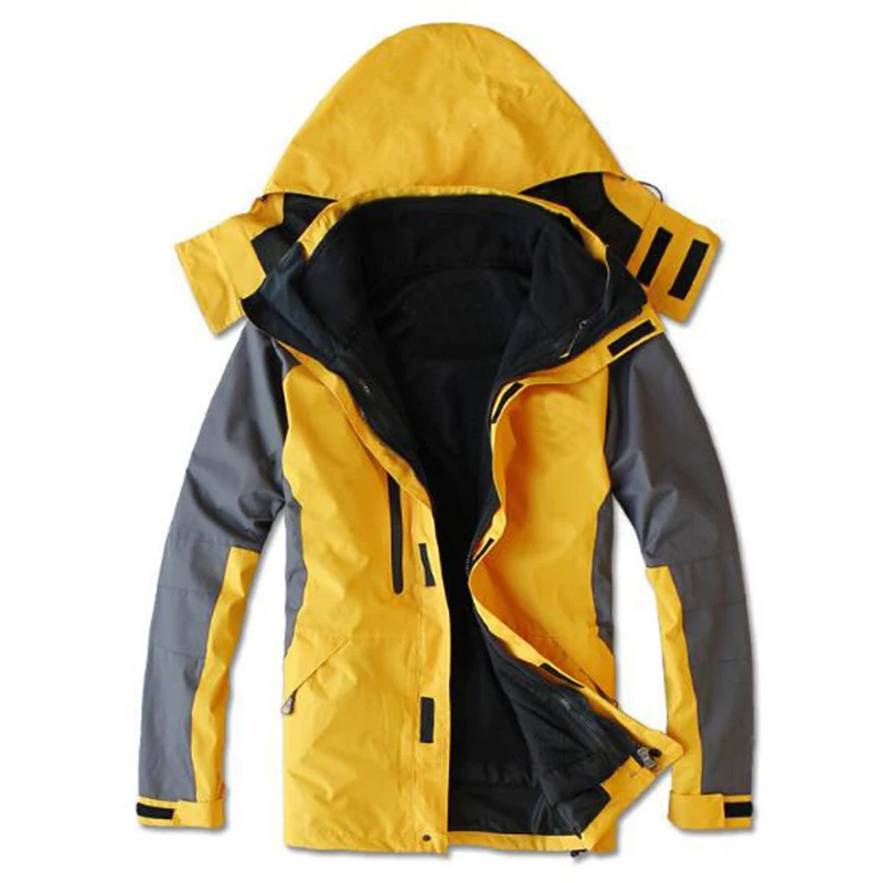 Outdoor  Men Winter 2 pieces Windbreaker Softshell Fleece Jackets Sports Waterproof Windproof Thermal Hiking Skiing Coats