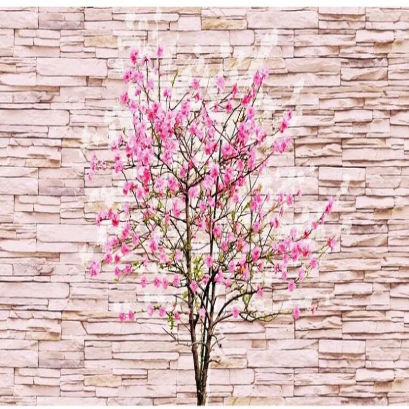 

wellyu Custom large murals 3d Hongmei peach flower stone wall murals TV background wall non - woven wallpaper papel de parede