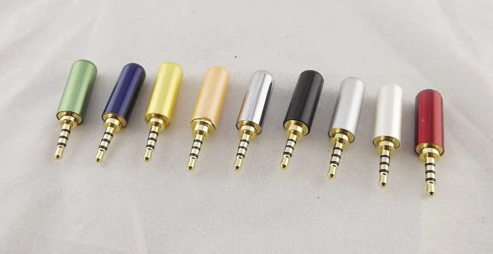 3pcs Gold 2.5mm Male 4 Pole Stereo Repair Headphone Metal Audio Earphone Connector white/black/Blue/Darkred/gold/orange/silver