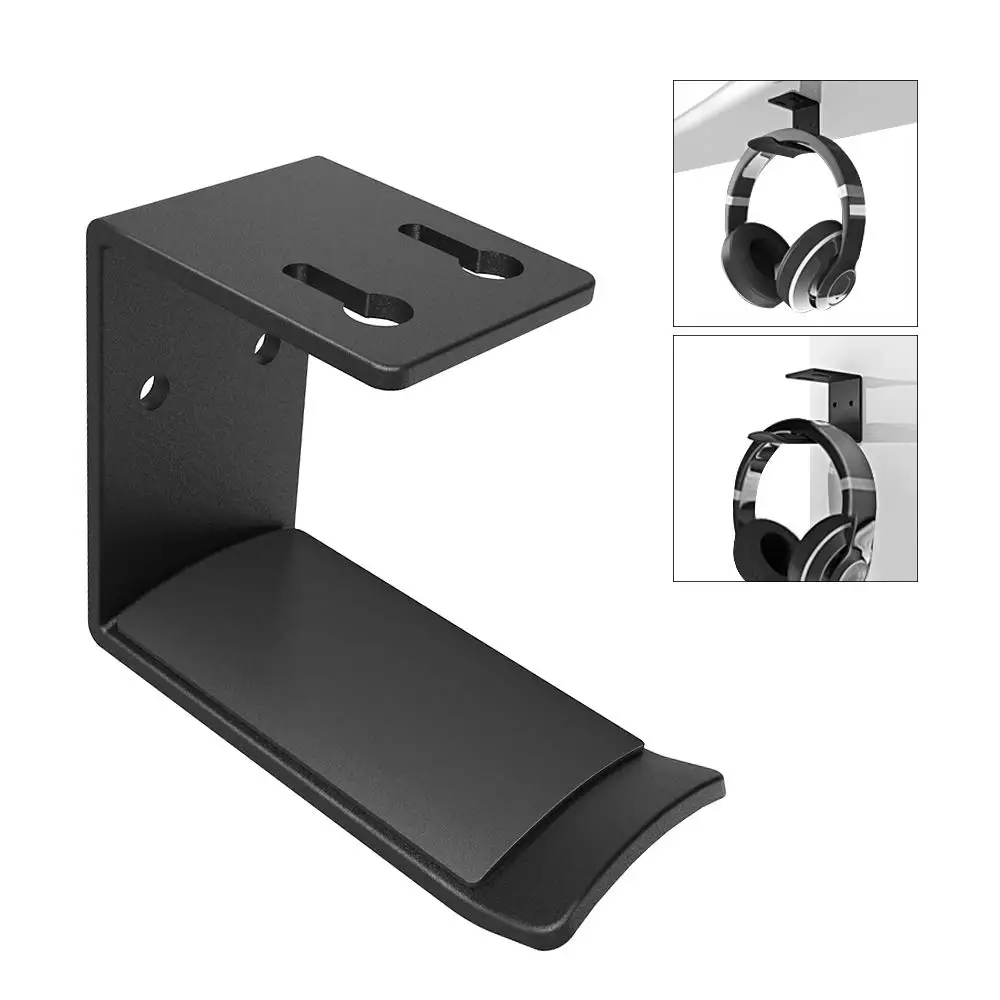 6amLifestyle Headphones Headset Stand Holder Hanger Hook Mount Under Desk for All Headphone, Black