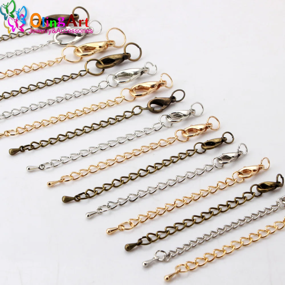 OlingArt 10/12/14/15/18/21MM 12 Cái/lốc Mạ KC Vàng Dây Làm vòng Tay Tôm Hùm Khóa Nối Dài Dây Chuyền Đuôi Trang Sức Làm