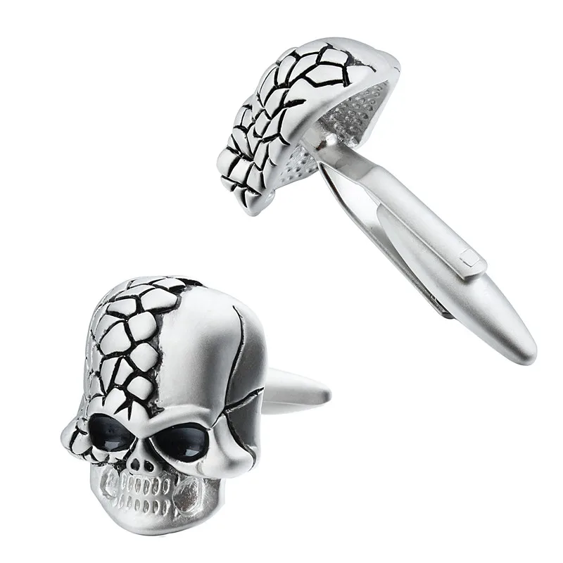 HAWSON Skull Cuff Button with Black Enamel Mens Stylish Alien Cufflinks for Halloween Gift