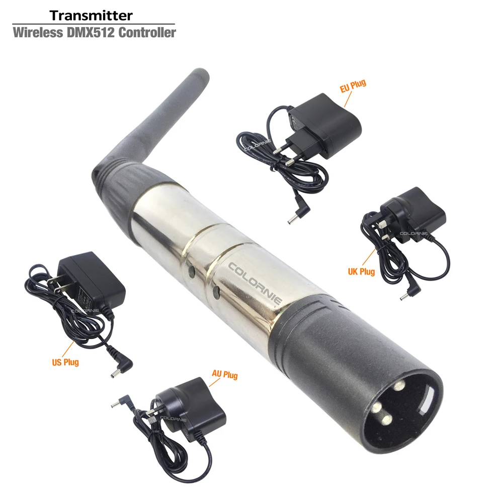 Transmissor xlr masculino sem fio 2.4g, refletor led para iluminação de palco, luz de festa com antena