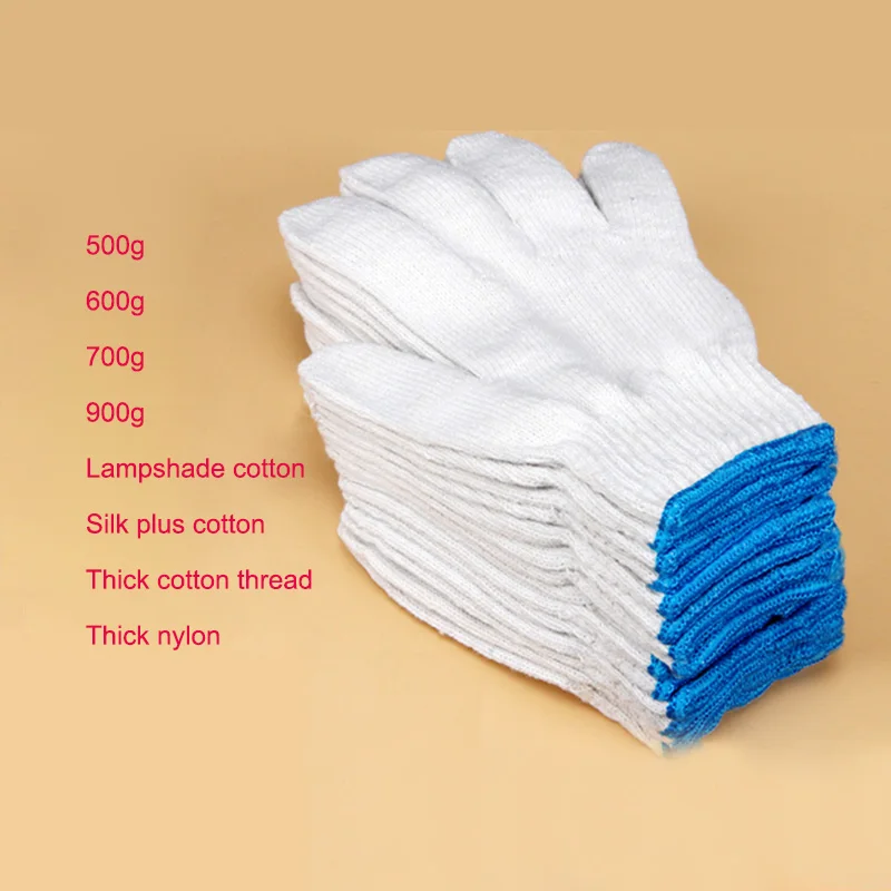 20pairs Men White Working Safety Gloves Cut-Resistant Protective Nylon Wire Labor Safety Protective Durable Anti-Cutting Gloves