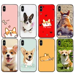 Black tpu case for iphone 5 5s se 6 6s 7 8 plus x 10 case silicone cover for iphone XR XS 11 pro MAX case Corgi dog cute animal