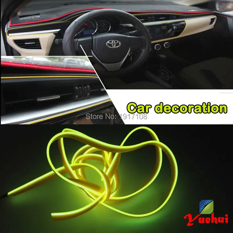 1Meter 2.3mm-skirt 10 Color Select EL Wire Powered by DC-3V Neon Light Car Sound Activated Glowing Party Wedding Decoration