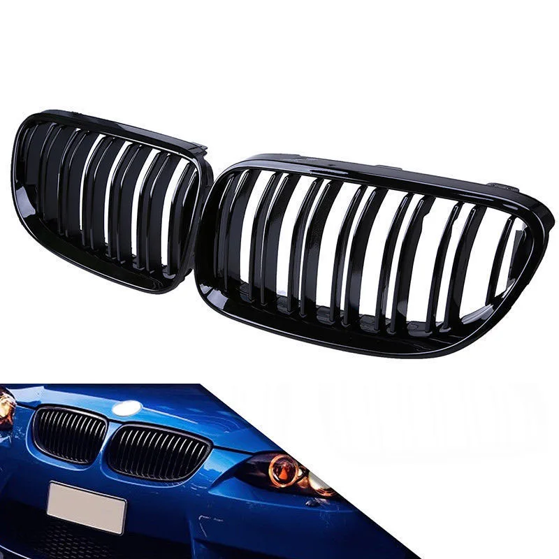 

2* For BMW 11-13 E92 E93 LCI Coupe 320i 328i 335i Gloss Black Front Grille Grill