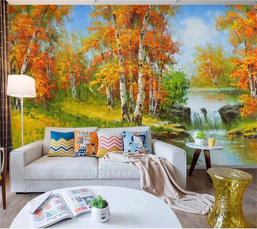 papier peint Custom wallpaper 3d photo murals pure hand-painted rural landscape oil painting art background mural 3d wallpaper