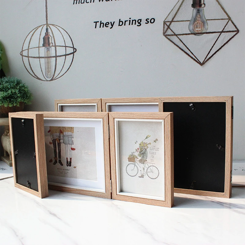 Nordic Style Family Photo Stand on Table, Triple Folding Frames, Combination Picture Album Set, Home Decor, Marco Foto