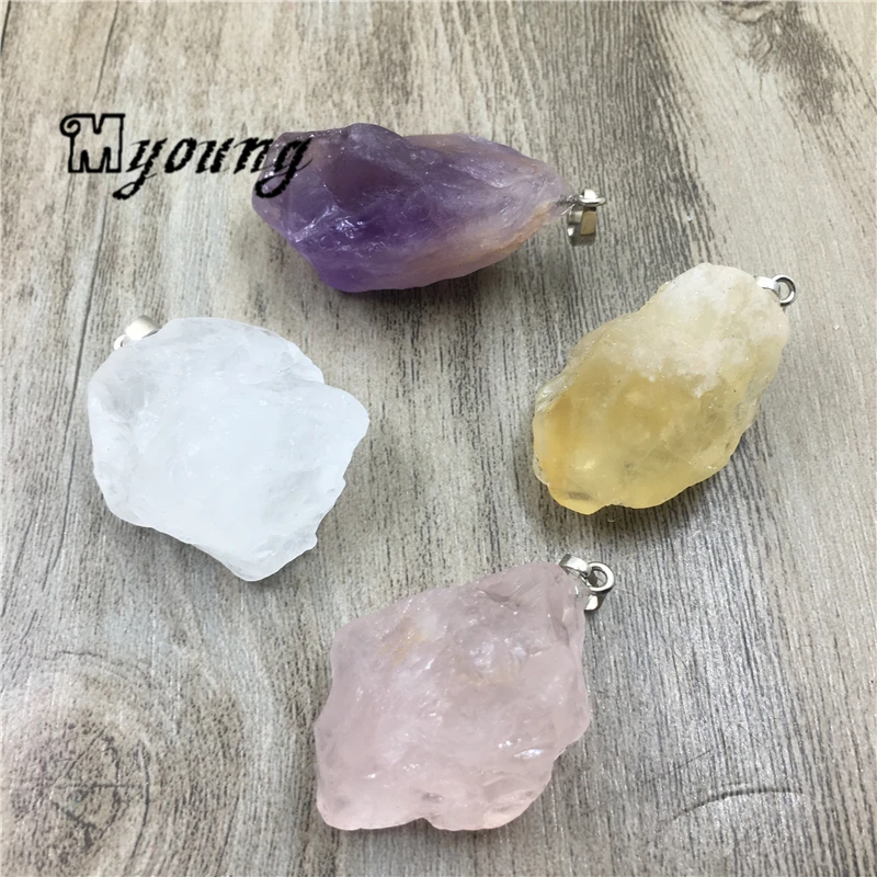 

Natural Raw Crystal Quartz Druzy Nugget Pendants,Gems Stone Amethysts\Clear Quartz\ topazs\Rose Quartzs Necklace Pendants MY1987