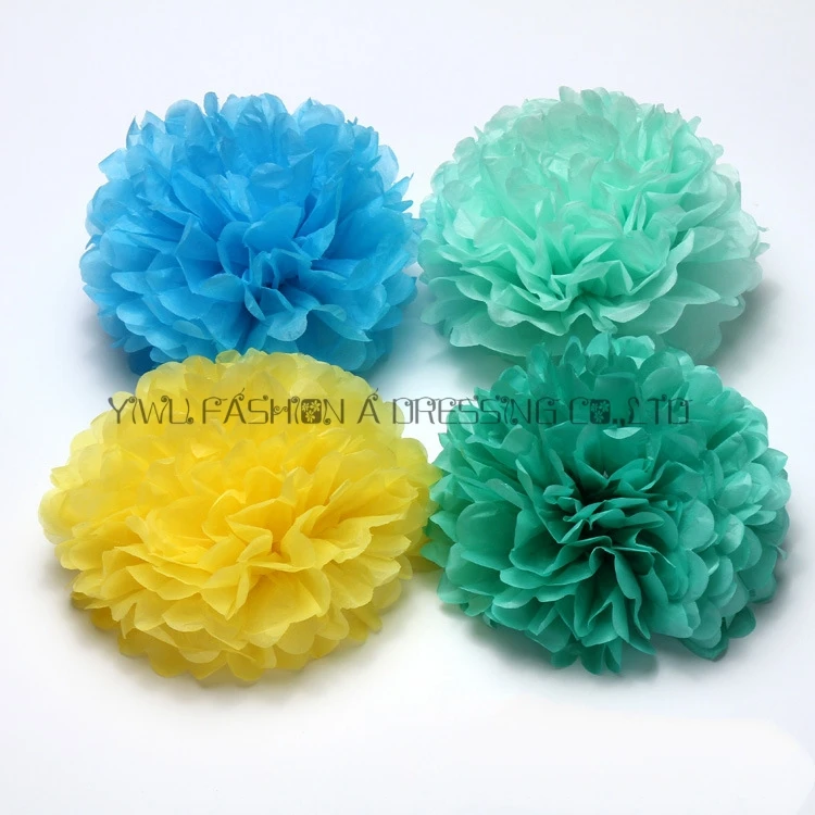 29 Colors available!! Tissue paper pom pom pink party decoration 10inch(25cm)  2piece/lot wedding paper flowers bag garland