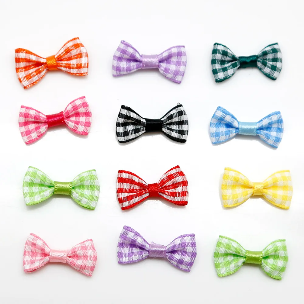 50pcs/lot 30*15mm Satin Bow Tie Hair Clips Applique Baby Girl Garment accessories Mix Fashion Bowties craft DIY accessories