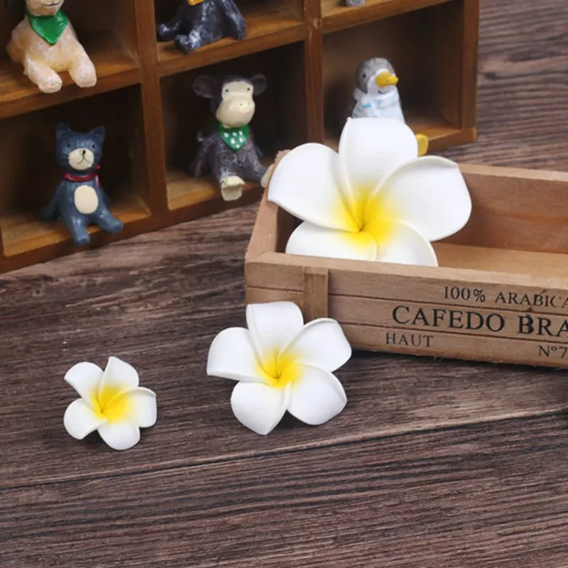 10pcs/lot 4/6/8cm Plumeria Hawaiian Foam Frangipani Artificial Flower Headdress Flowers Wedding Party Home Decoration