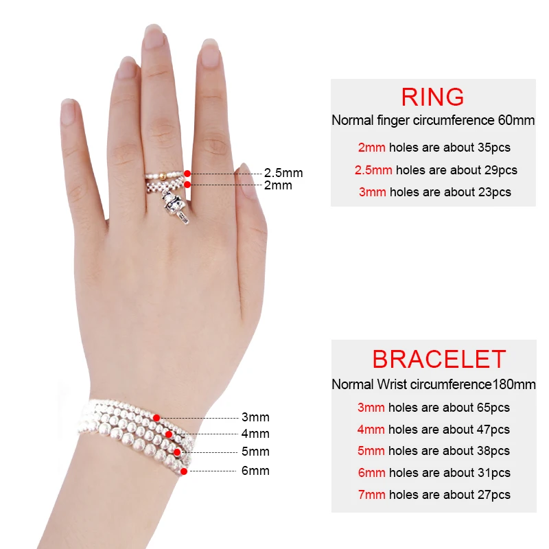 2-5MM 925 Sterling Silver Perline rotonde Perline distanziatrici Risultati dei gioielli Accessori Perline d'argento per la creazione di gioielli con bracciale e collana