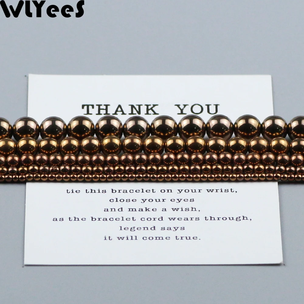 WLYeeS Copper Color Beads Round Plating Hematite Natural Stone 2 3 4 8 10mm Loose Beads Jewelry Bracelet Making Accessories DIY