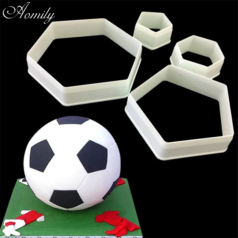 Aomily DIY Footbal Plastic Fondant Cutter Cake Mold Fondant Chocolate Mold Fondant Cake Decorating Tools Sugarcraft Bakeware