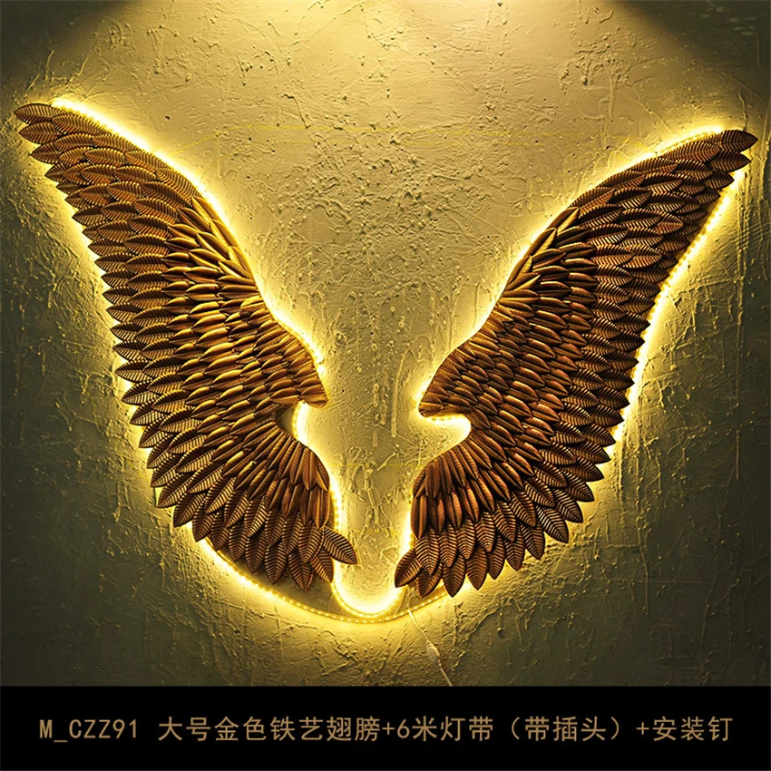 European Iron Angel Wing LED 6M Lamp Belt Wall Lamps living room Aisle Coffee Shop Bar Wall Lights Night lamps Art Deco Fixtures