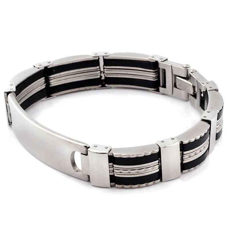 New Design Link Chain Bracelets 316L Stainless steel Bracelet Wristband 20.5-22cm Punk Silicone Men Bangle Cuff Fashion Jewlery