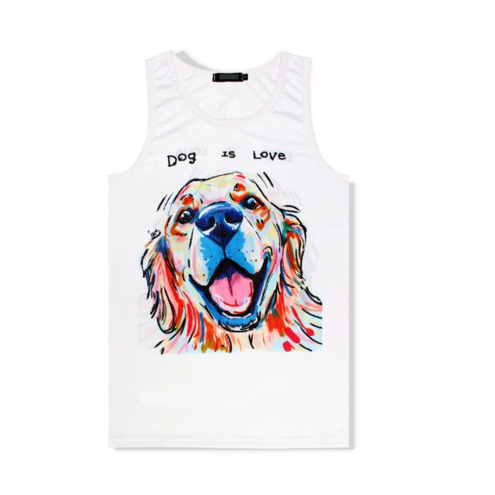 SzBlaZe Brands New Casual Unisex Dog Print Tank Tops Breathable Summer Cartoon Print Mens Muscle Shirt  Body Building Vests