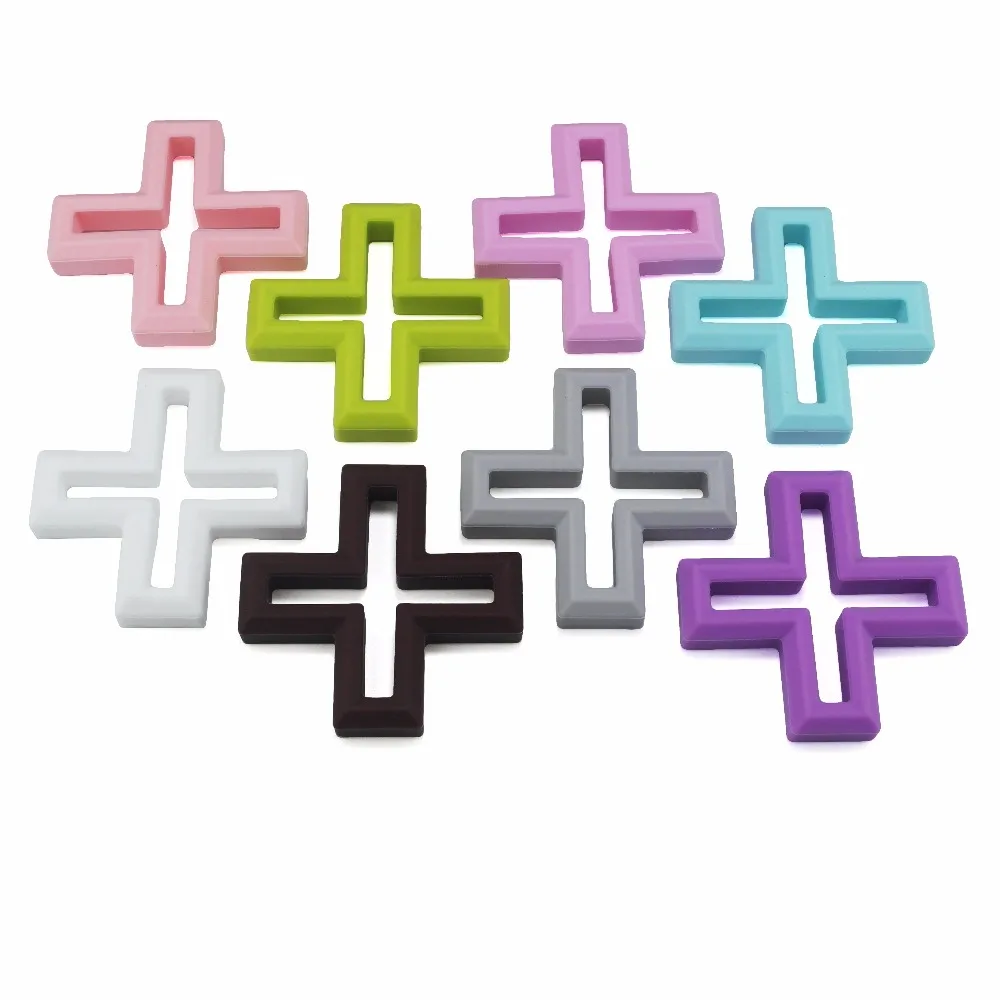 SUTOYUEN Food Grade Silicone Cross Necklace Pendant 5pcs BPA Free Baby Silicone Accessory DIY Crafts Teether Toys Free Shipping