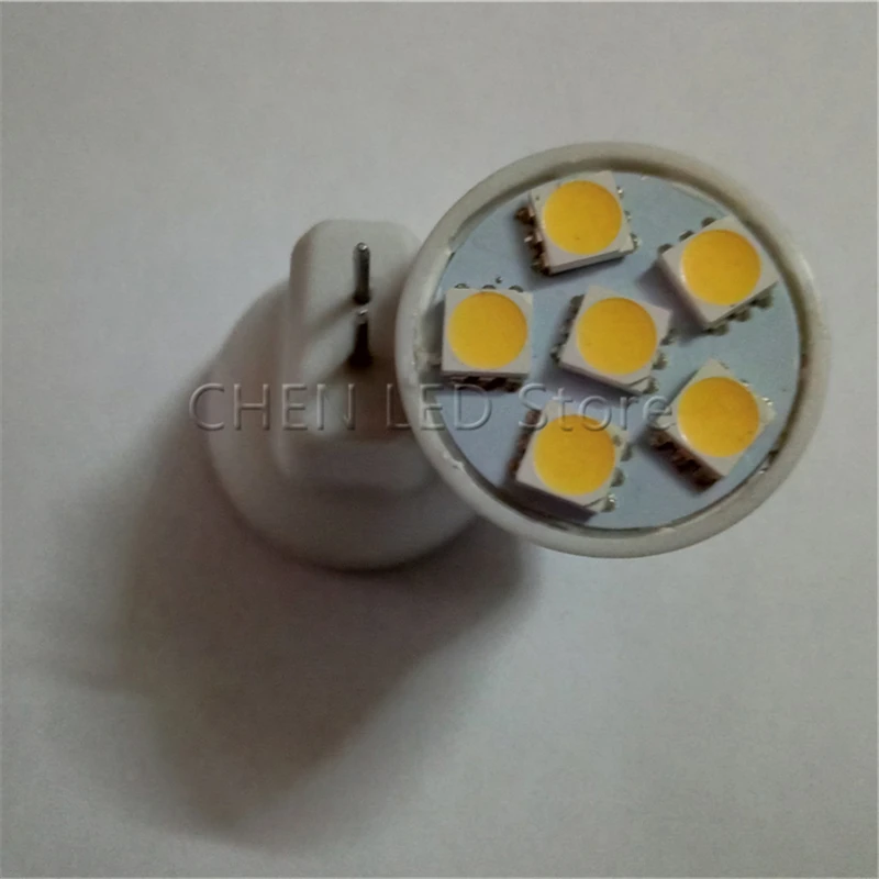 2017 새로운 도착 MR8 Led 스포트 라이트 5050 SMD 램프 빛 6Leds GU4 ACDC12V DC8-30V 2W 따뜻한 화이트 유리 바디 LED 전구 1 개/몫