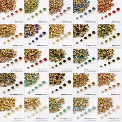 Mixed size sewn rhinestone 24 colors and gold claw glass stone  crystal  for DIY decoration shoes and hats luggage decoration