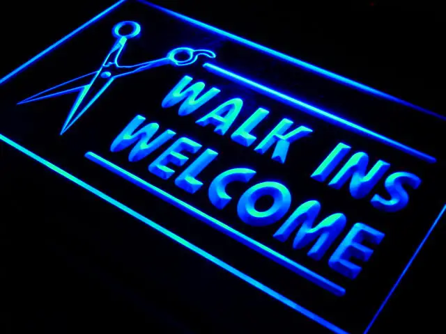 i128 OPEN WALK INS WELCOME Hair Cut LED Neon Light Light Signss On/Off Switch 20+ Colors 5 Sizes