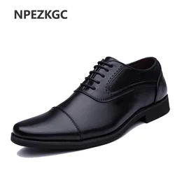 2023 Men Dress Shoes Simple Style Quality Men Oxford Shoes Lace-up Brand Men Formal Shoes Men Leather Wedding Shoes