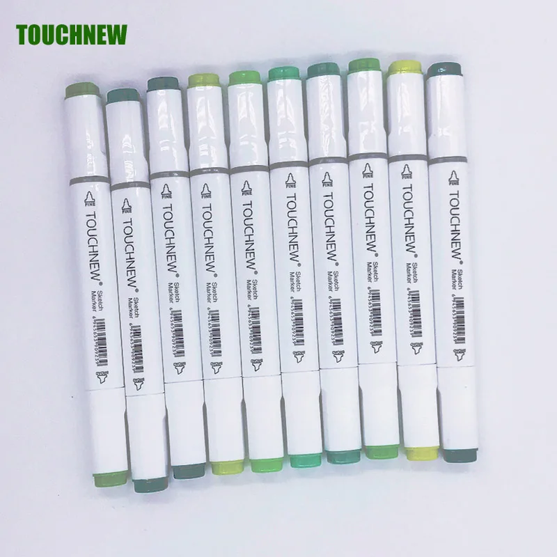 10Pcs Green Colors TOUCHNEW Art MarkersArtist Dual Headed Marker Set Manga Design School Drawing Sketch Pen Art Supplies