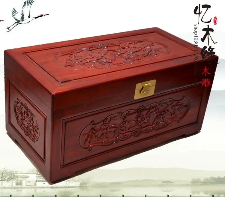 The wood carving camphorwood box insect suitcase box containing gift box wedding dowry box painting box