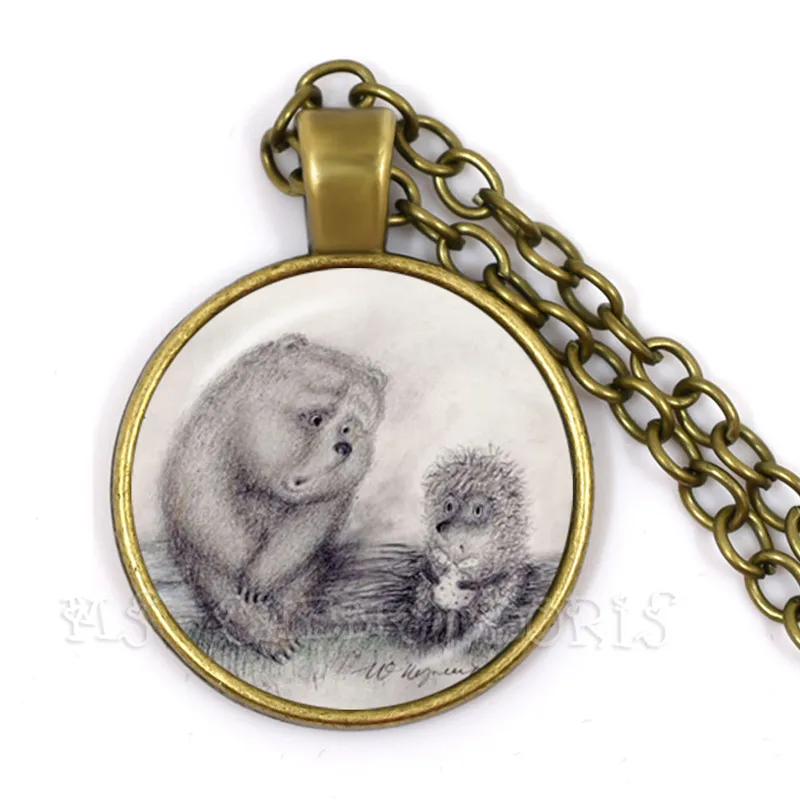 Hedgehog In The Fog Pendant Necklace Men Women Pendant Statement Handmade Fashion Glass Cabochon Necklace Jewelry For Gift