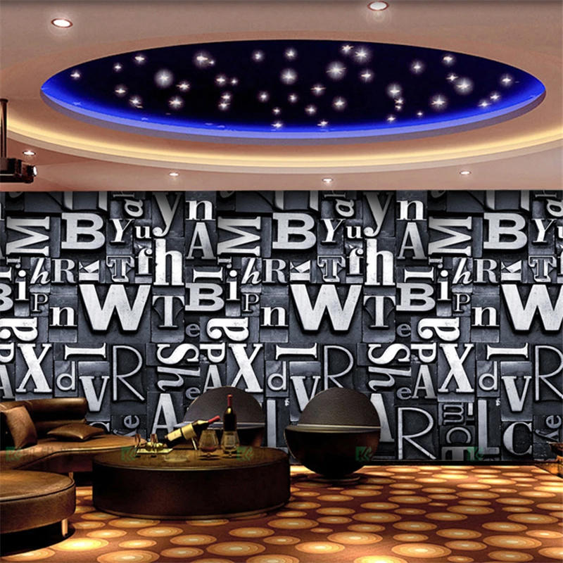 beibehang wall paper papel de parede large mural wallpaper retro bar ktv personality European retro British street art alphabet