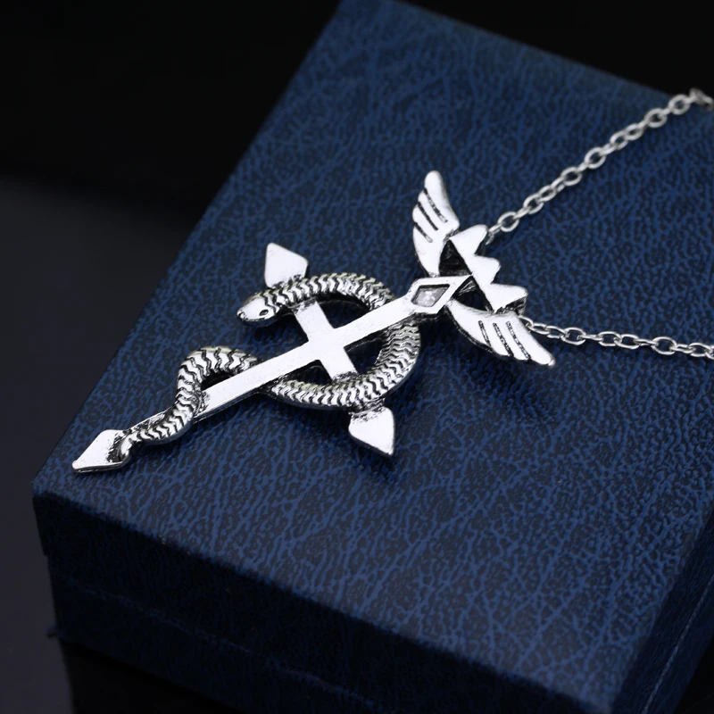 New Statement Anime Cosplay Jewelry Fullmetal Alchemist Edward Magic Symbol Snake Cross Pendant Vintage Necklace